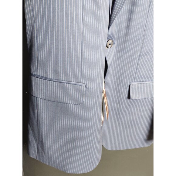 Snover Blue Pinstripe Suit Men's 38 Jacket/34W Pants 2-Pc Sharp Fit - Picture 6 of 16